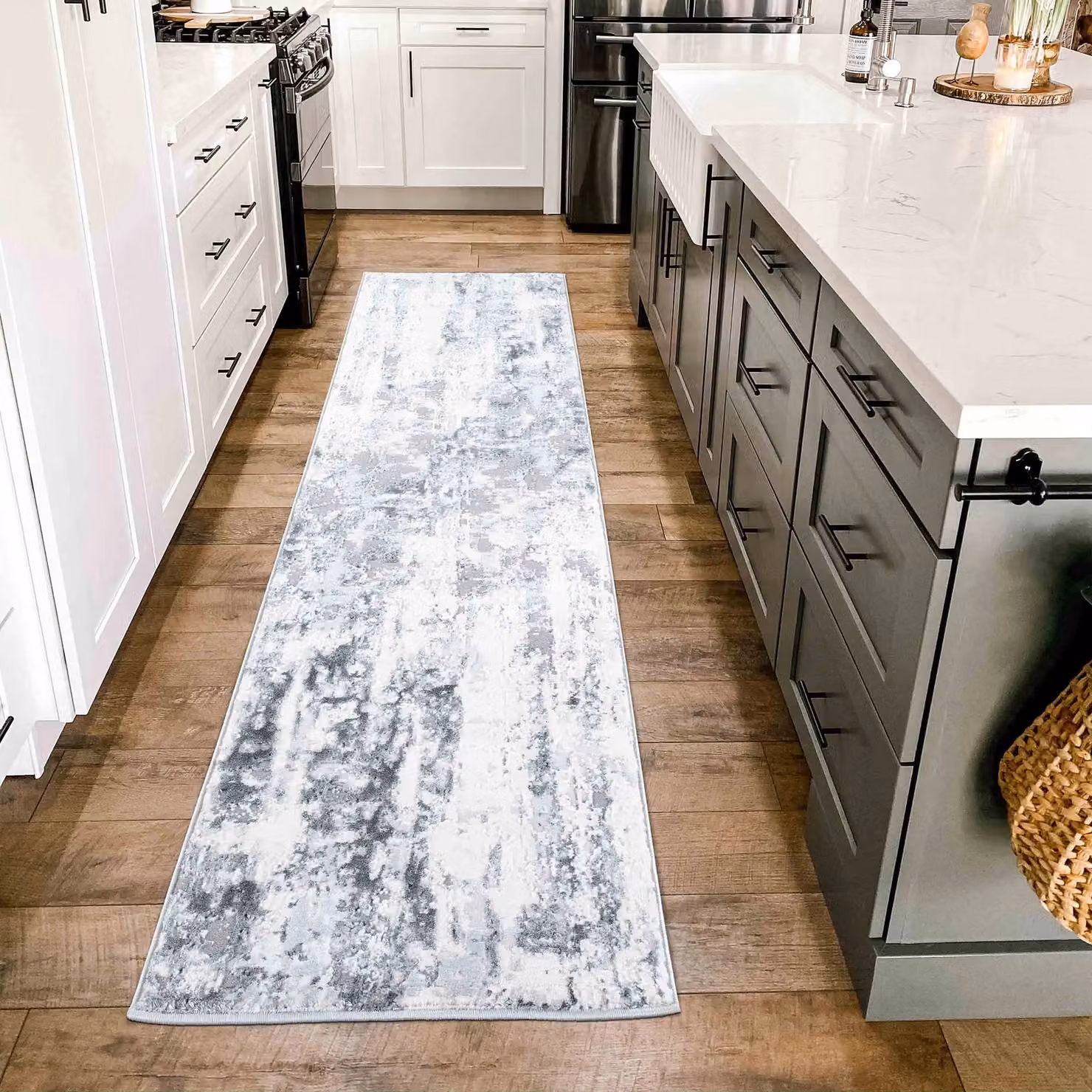 Desire Rugs Styra Modern Abstract Area Rug in Silver, W/D/H: 60 x 220 cm – 3