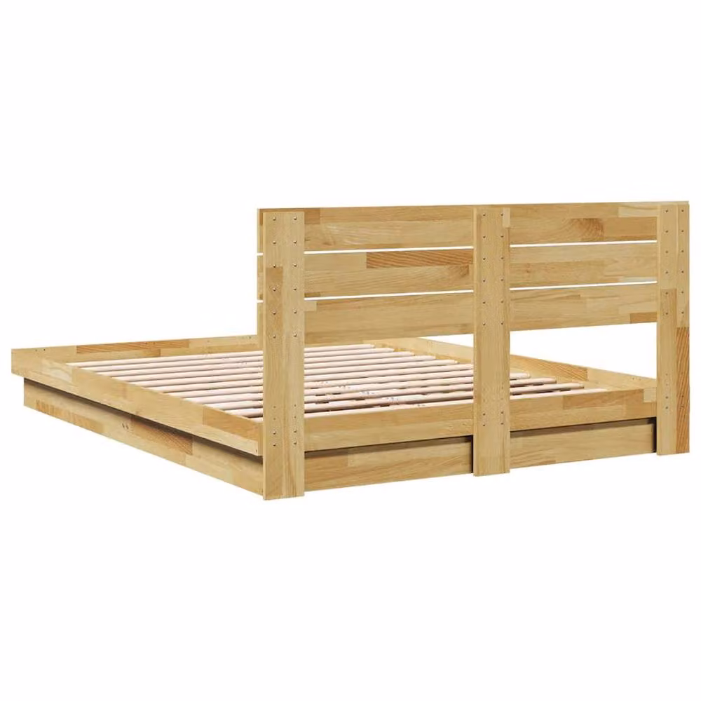 Berkfield Home King Size Solid Wood Oak Bed Frame with Headboard, Light Brown, W: 150 cm, D: 200 cm – 2