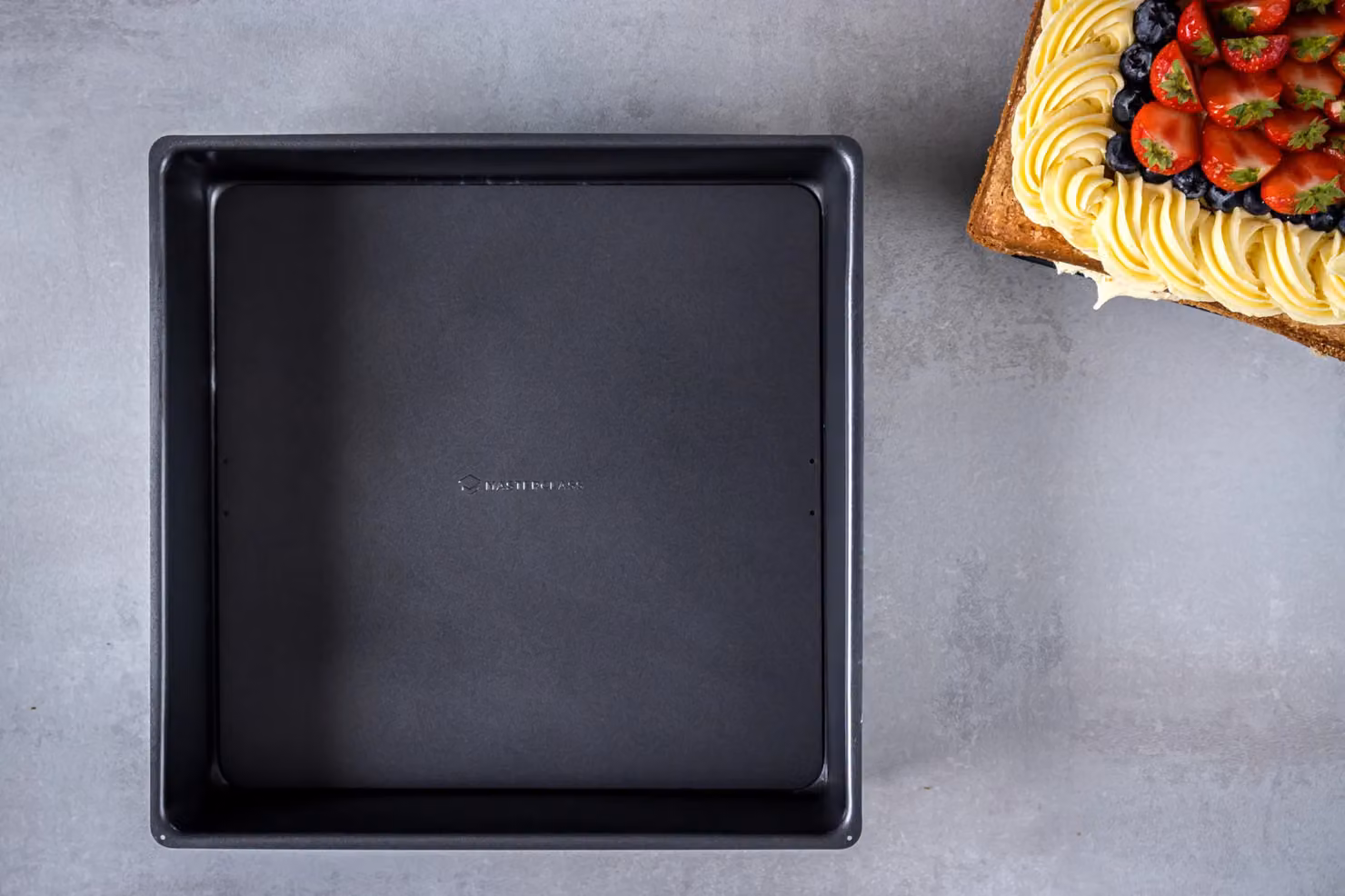 MasterClass Grey Non-Stick Square Carbon Steel Loose Base Deep Cake Tin, 30 cm – 3