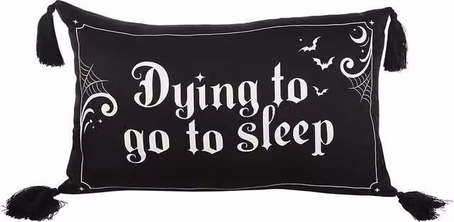 Kingsbury Gifts Dying to Go to Sleep Satin Accent Cushion, Black and White, W: 40 cm