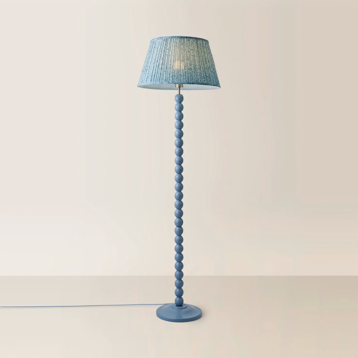 ValueLights Bobbin Bobbles Floor Lamp with Leaf Pleated Taper Shade and Bulb in Blue and Green – 2
