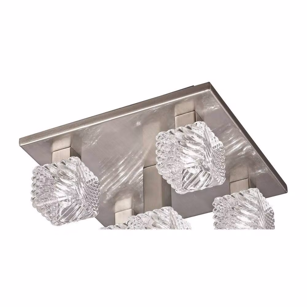 Netlighting Accor Square Ceiling Flush Light, 5 x G9, Grey and Silver with Transparent Glass, 230 x 230 mm – 3
