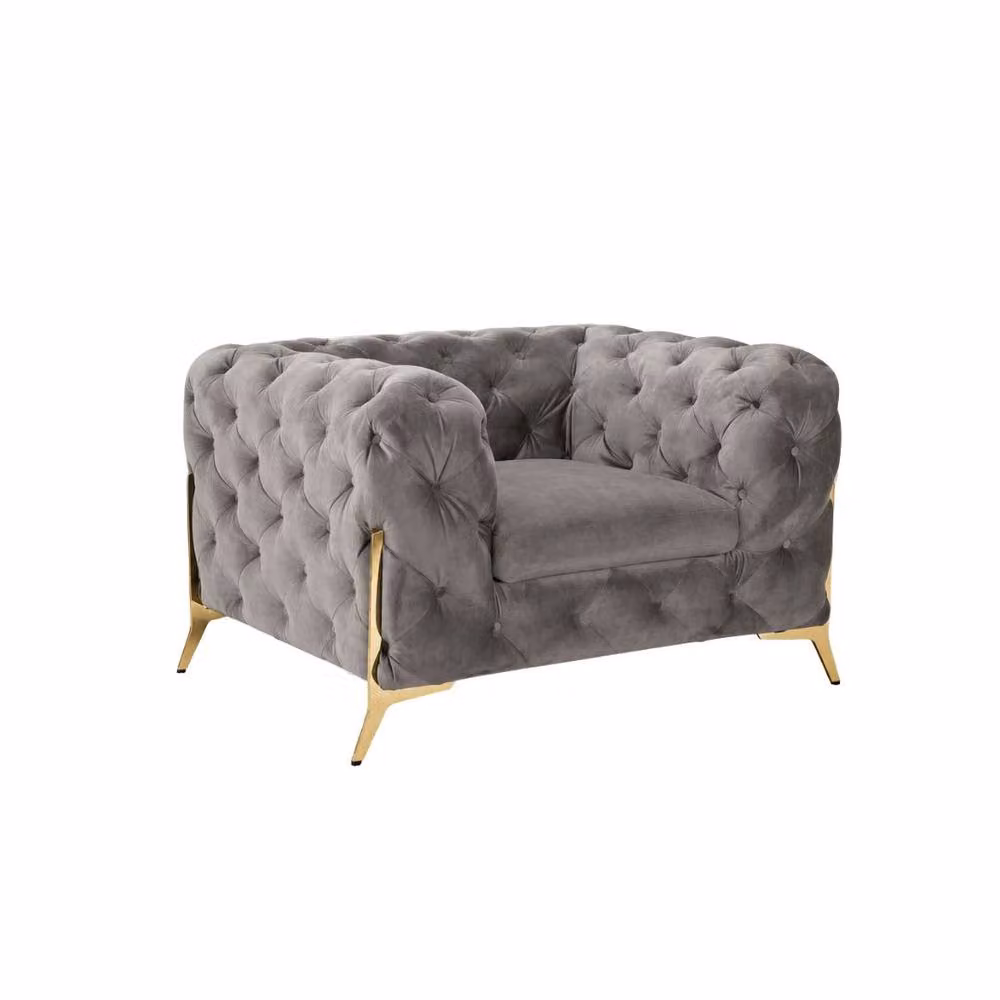 Stratus Interiors Grey Plush Velvet 1 Seater Italian Chesterfield Sofa – 2