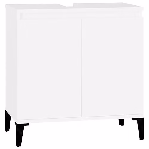 vidaXL White Modern Freestanding Bathroom Sink Cabinet with Hinged Doors, W/D/H: 58 x 33 x 60 cm – 1