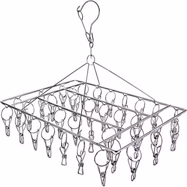 SPETLEK Silver Stainless Steel Clip Underwear and Sock Hanger Laundry Airer W/D/H: 36.0 x 28.0 x 30.0 cm