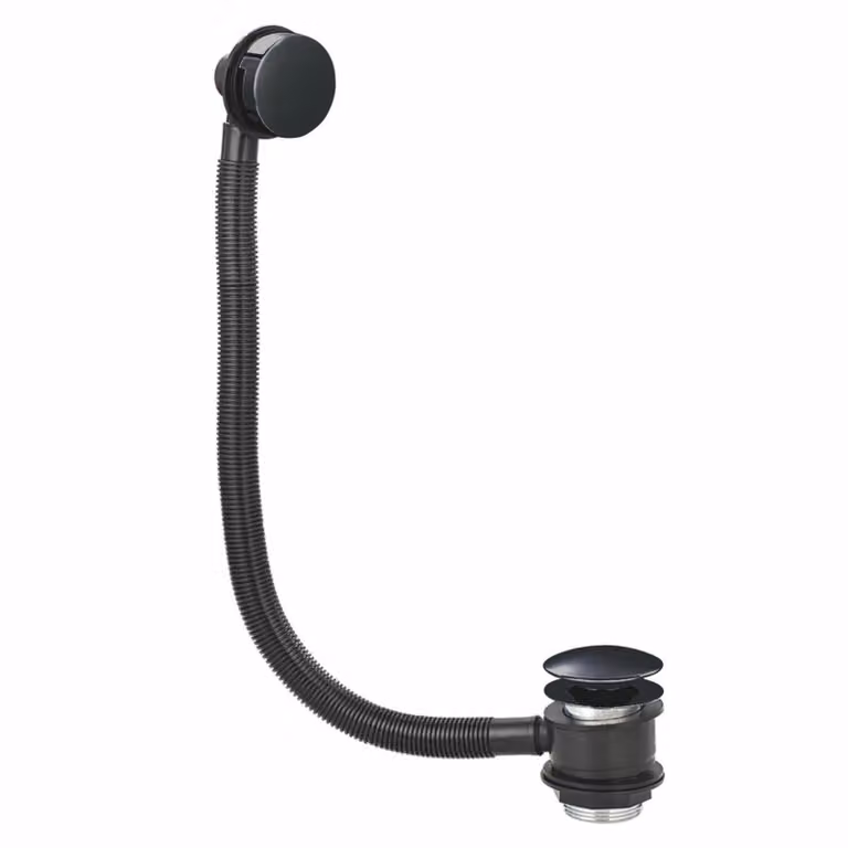 Royal Bathrooms Matt Black Pop-Up Bath Waste with Overflow in Brass