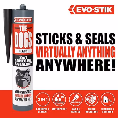 Evo-Stik MS Polymer Multipurpose Waterproof Adhesive and Sealant, Black, 290 ml – 3