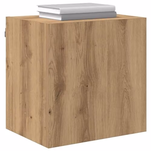 vidaXL Modern Wall-Mounted TV Cabinet in Brown Oak with Hinged Doors and Internal Shelves, W/D/H: 40.5 x 30 x 40 cm – 1