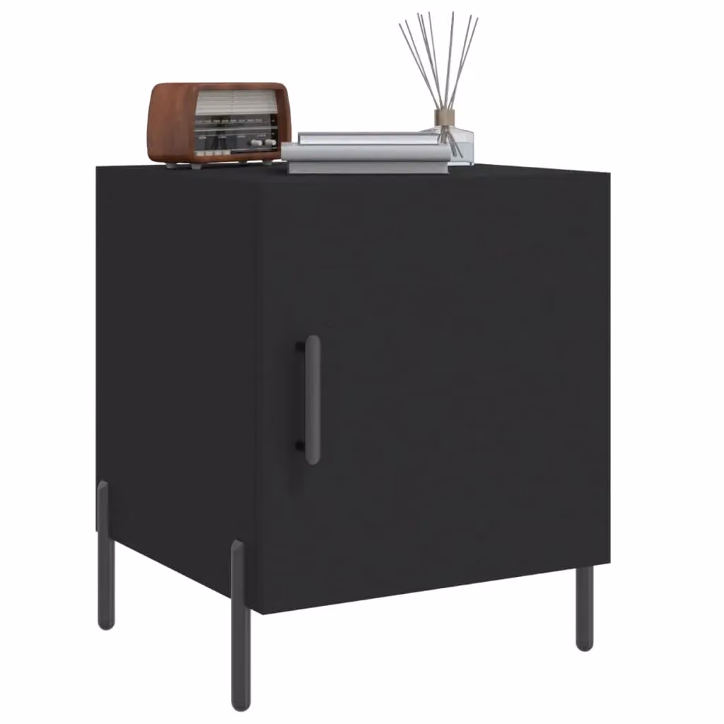 Berkfield Home Set of 2 Black Modern Bedside Cabinets in Engineered Wood, W/D/H: 40 x 40 x 50 cm – 2