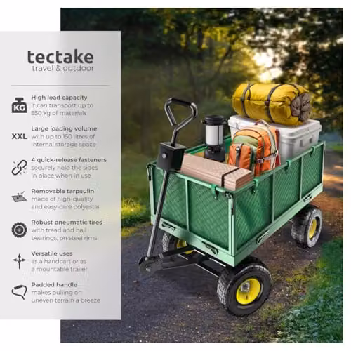 tectake Garden Trolley in Green – 2