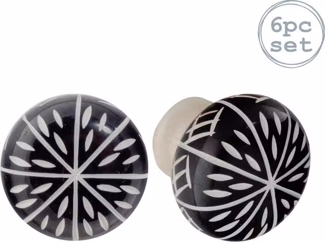 Nicola Spring Polished Black Resin Cabinet Knobs, Pack of 6 – 4