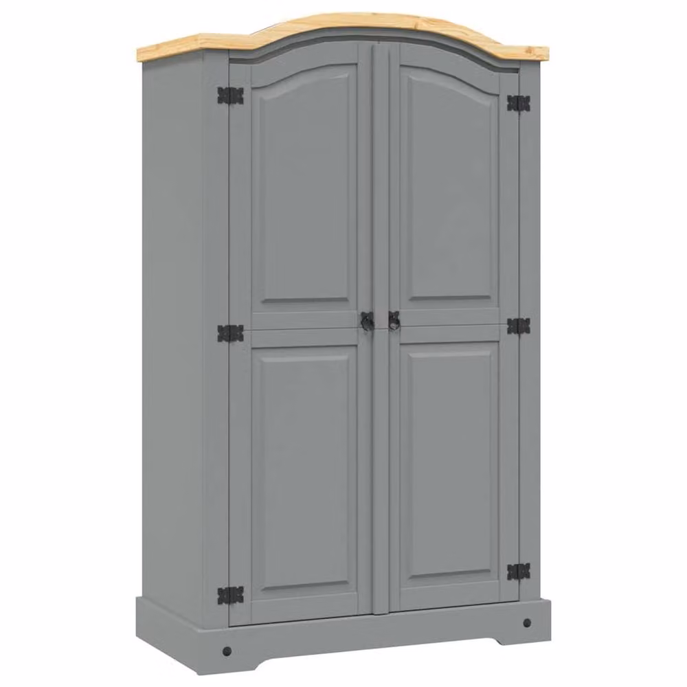 Berkfield Home Corona Range 2 Door Mexican Pine Wardrobe in Grey and Brown, H 170 x W 101 x D 52 cm – 2
