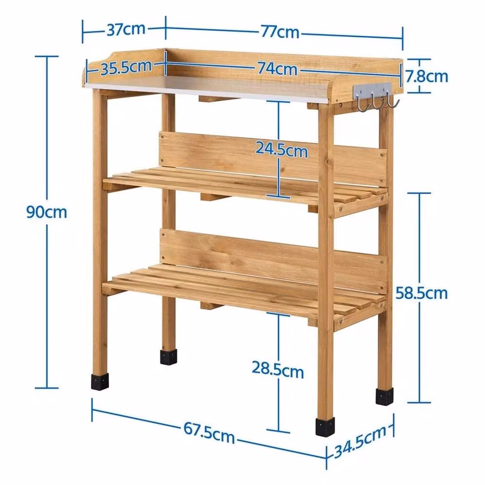 Kelvenix Rustic Wood Garden Potting Bench Table in Brown – 2