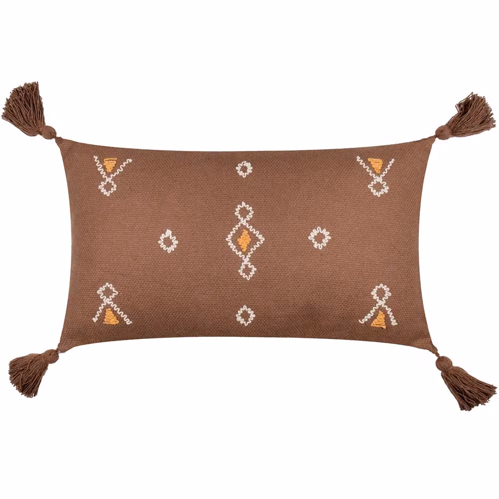 Riva Home Brown Cotton Rectangular Cushion with Graphic Nature Design, W: 50 cm, H: 30 cm – 2