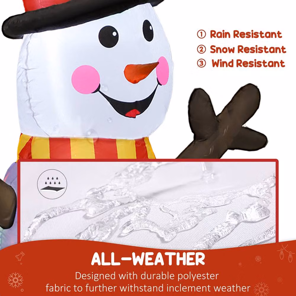 STILVORA Inflatable White Snowman with Multicolour LED Lights – 8