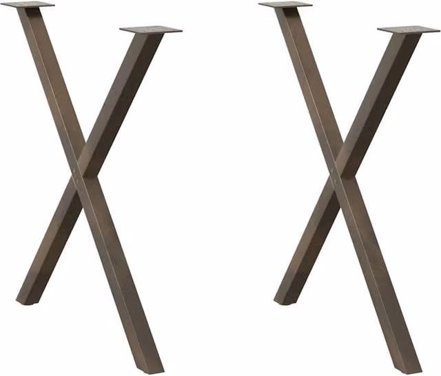 Berkfield Home X-Shaped Dining Table Legs, 2 Pieces, Brown Steel, H: 72.5 cm x W: 80 cm
