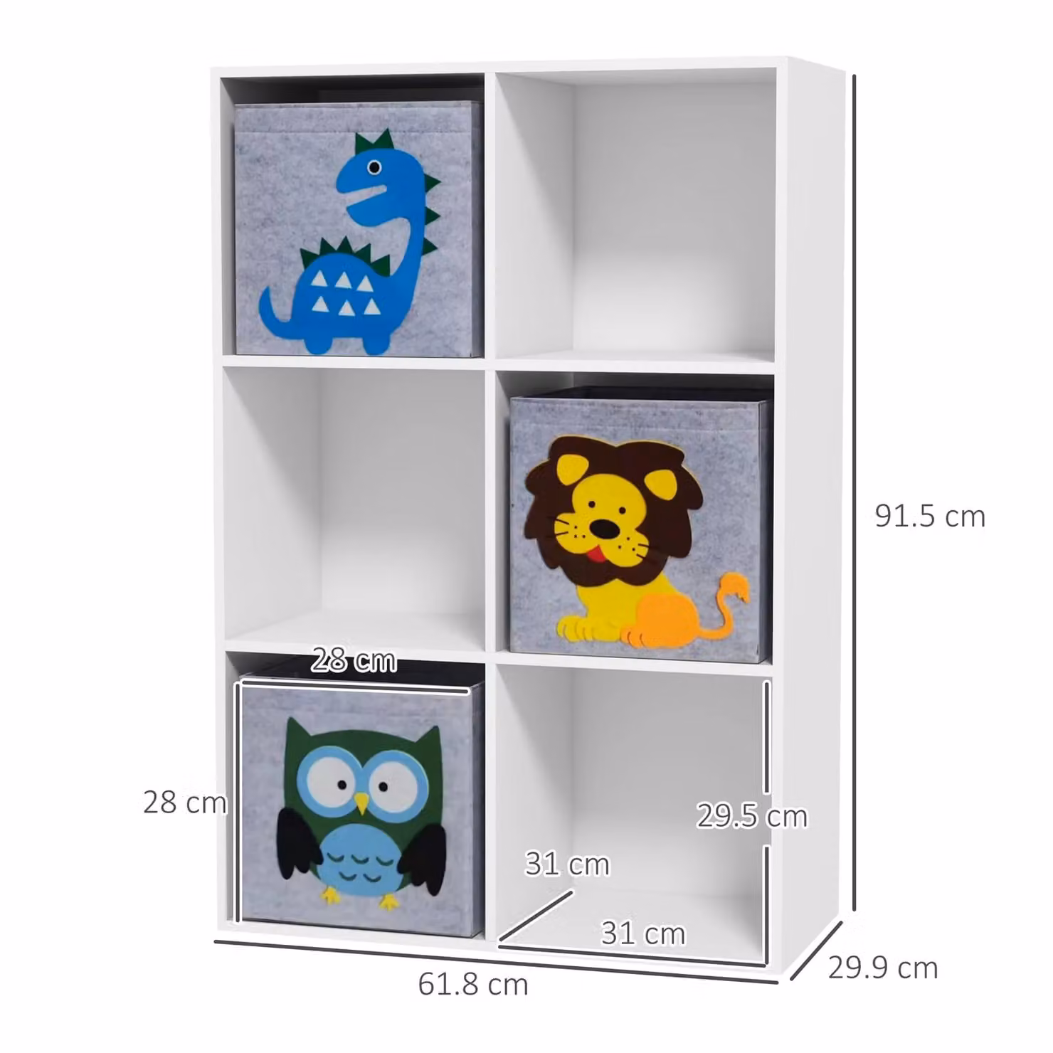 ZONEKIZ Childrens Storage Boxes with Three White Non-Woven Fabric Drawers – 3