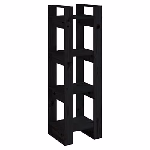 vidaXL Black Solid Wood Pine Book Cabinet and Room Divider, W/D/H: 41 x 35 x 125 cm