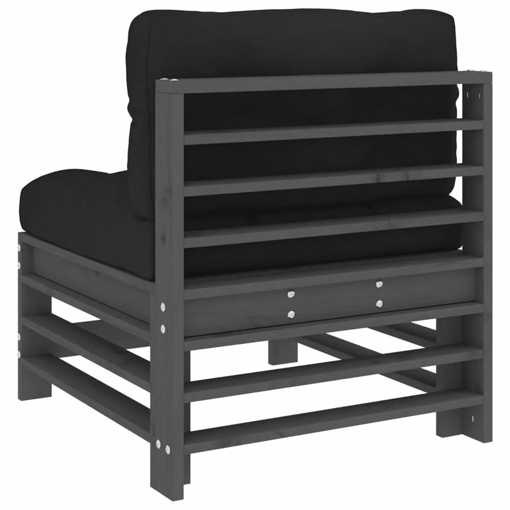 Berkfield Home 2-Seater Outdoor Sofa Set with Cushions in Grey Solid Pine Wood – 7