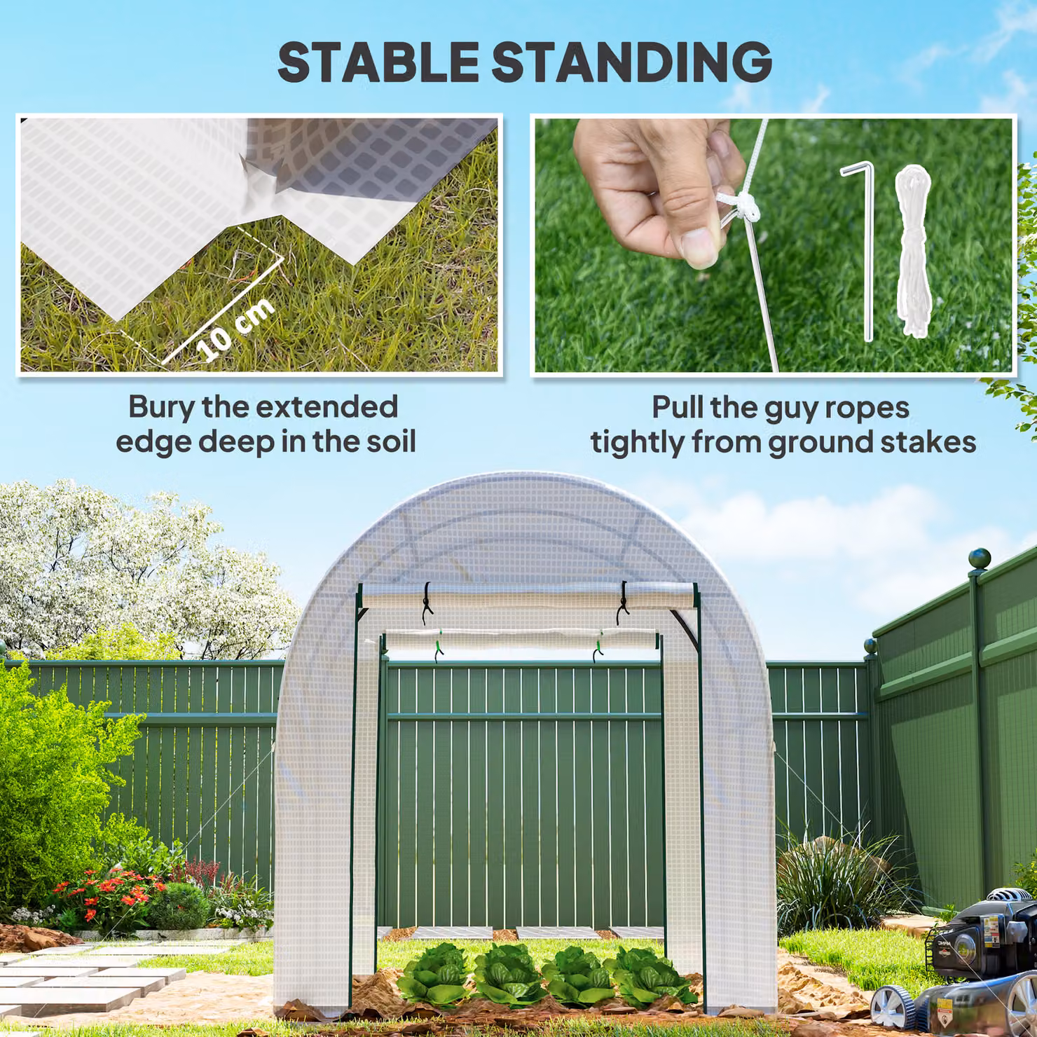 Outsunny White Walk-In Polytunnel Greenhouse with Roller Window – 5