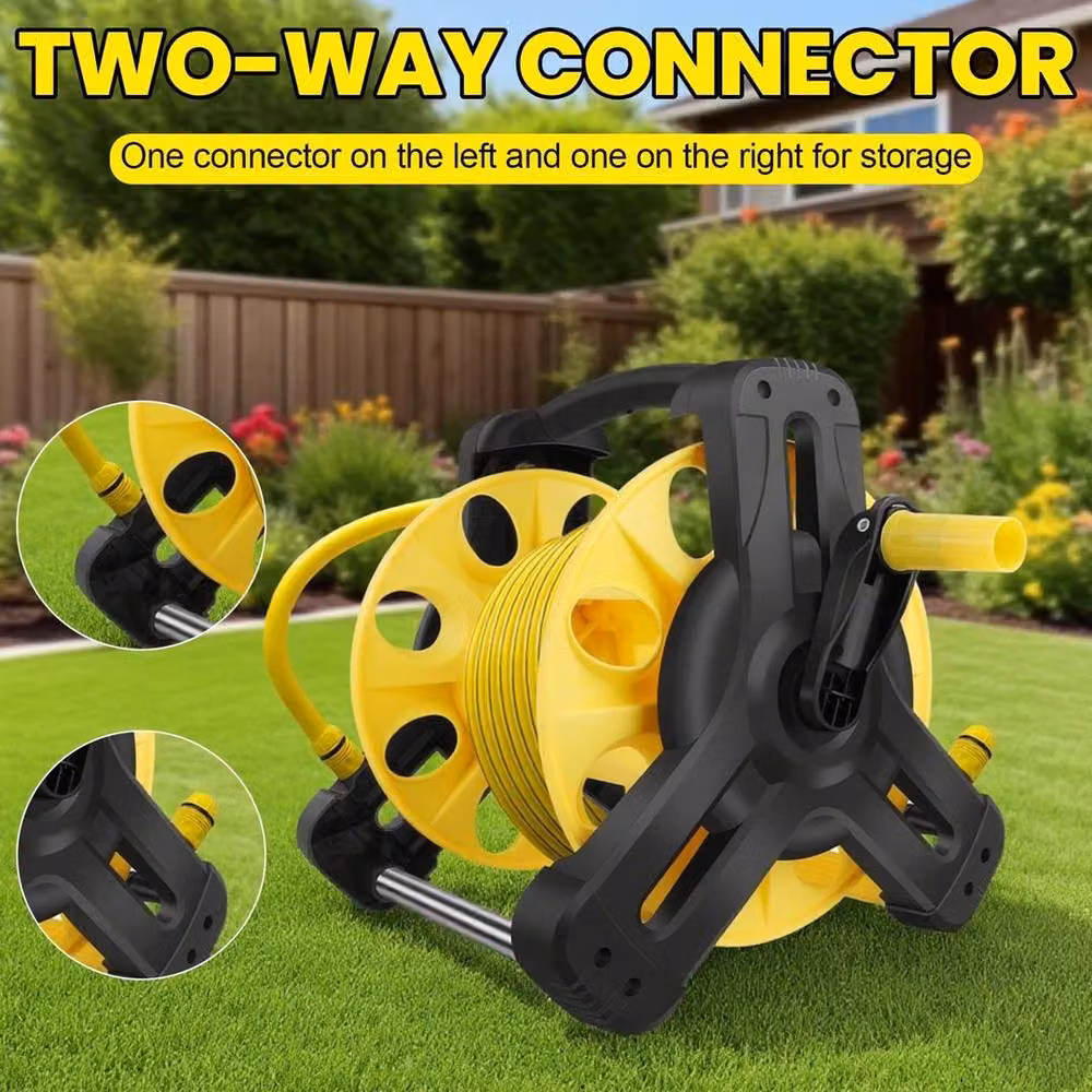 SPETLEK Yellow Freestanding Hose Reel Cart and Pipe Storage Rack for 50m Hoses – 3
