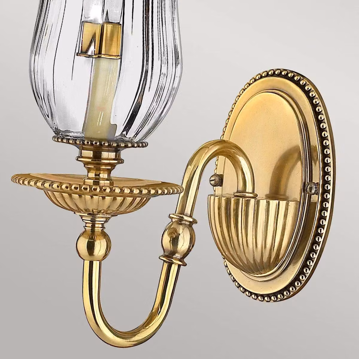 Netlighting Cambridge 1 Light Indoor Candle Wall Light in Burnished Brass and Yellow Glass with E14 Socket – 2