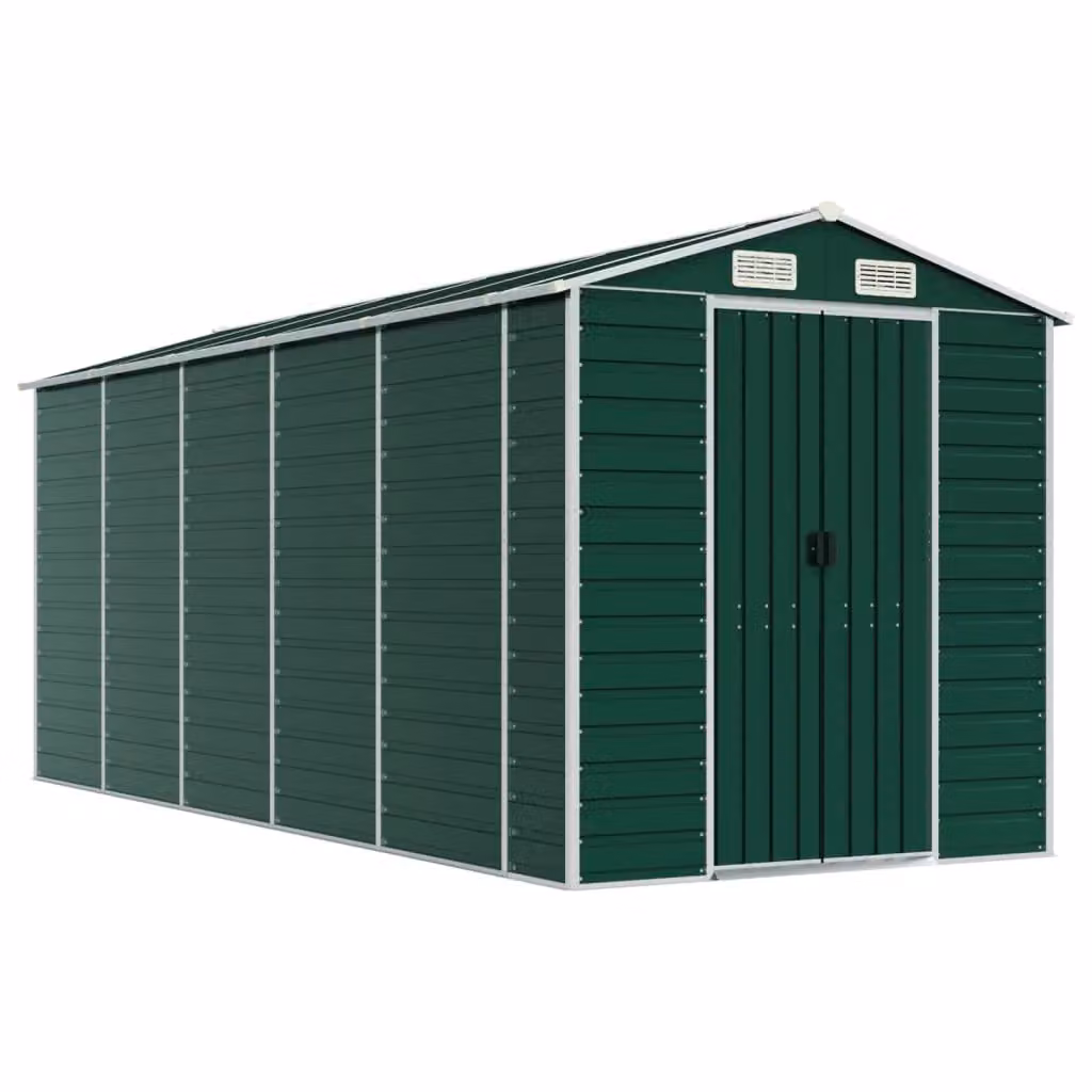 Berkfield Home Green Galvanised Steel Garden Pent Shed W/D/H: 191 x 470 x 198 cm – 2