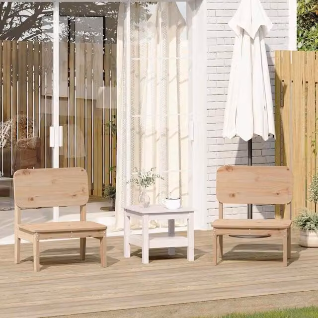 Berkfield Home Set of 2 Rustic Brown Solid Pine Garden Chairs, W: 60 cm, D: 52.5 cm, H: 72 cm