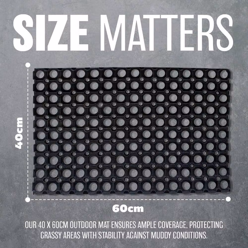 BARGAINS-GALORE Non-Slip Weatherproof Outdoor Rubber Door Mat in Black, W: 60 cm, D: 40 cm – 3