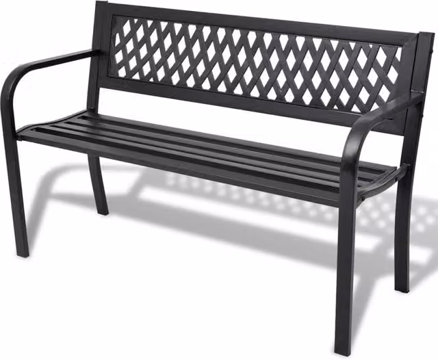 Berkfield Home Modern Garden Bench in Matt Black Metal – 1