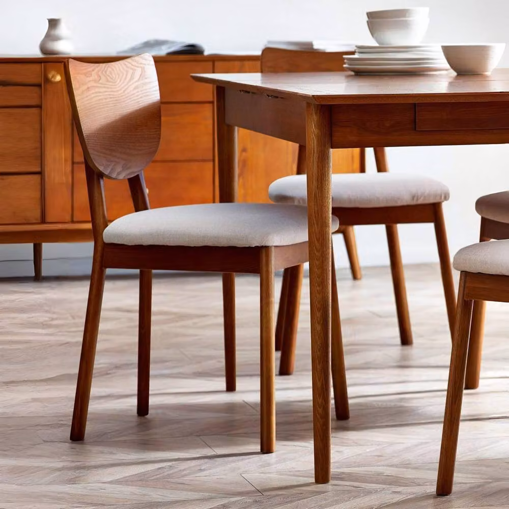 Cheshire Brentwood Retro Dining Chairs, Set of 2, Grey Fabric and Wood – 3