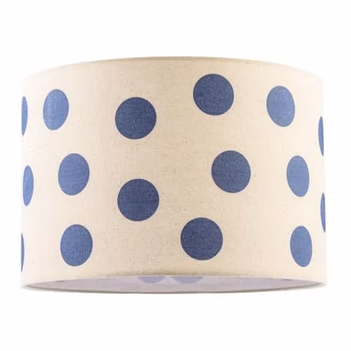 Happy Homewares Modern Dusty Amparo Blue Linen Fabric Polka Dot Drum Lamp Shade, W/D/H: 30 x 30 x 20 cm – 1