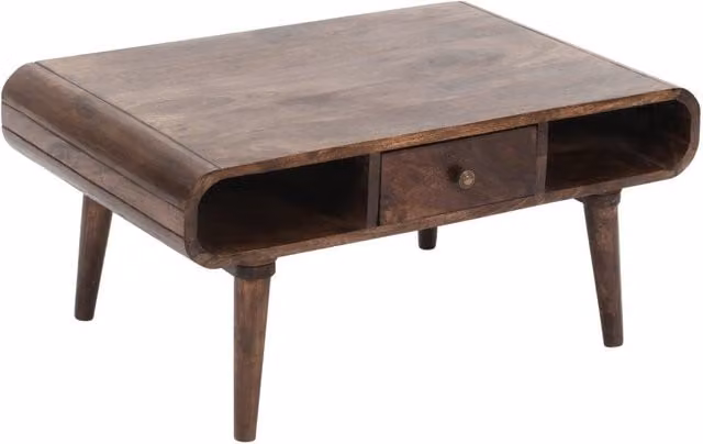 IH Design Malena Dark Mango Wood Coffee Table with Drawer, Brown, W: 55 cm, D: 40 cm, H: 55 cm – 1