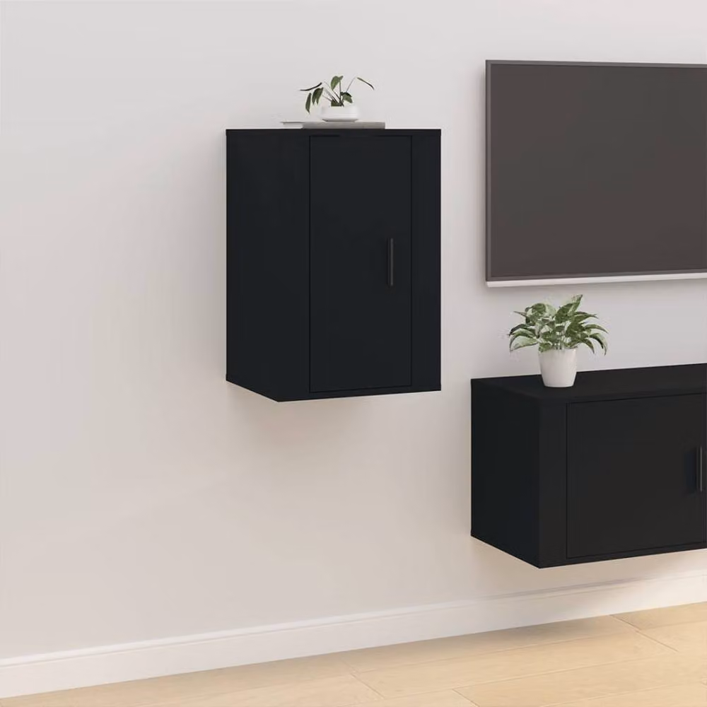 Berkfield Home Set of 2 Wall Mounted TV Cabinets in Black, W/D/H: 60 x 34.5 x 40 cm – 4