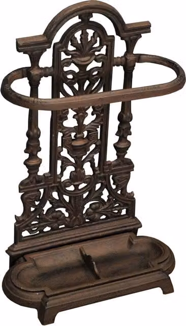 Classic Floral Cast Iron Umbrella Stand in Matt Bronze