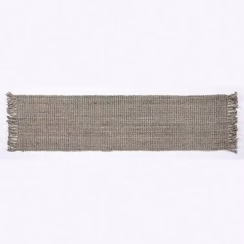 Naturelle Grey Braided Jute Rectangular Rug, W: 60 cm, L: 230 cm