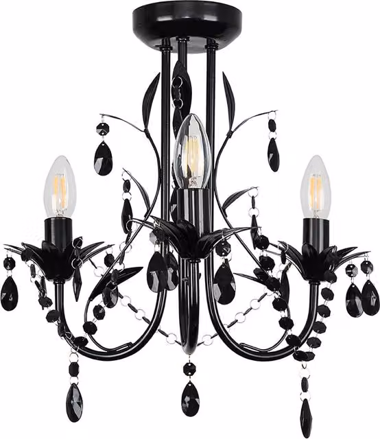 ValueLights Odelia 3 Way Black Droplet Ceiling Light Chandelier in Black