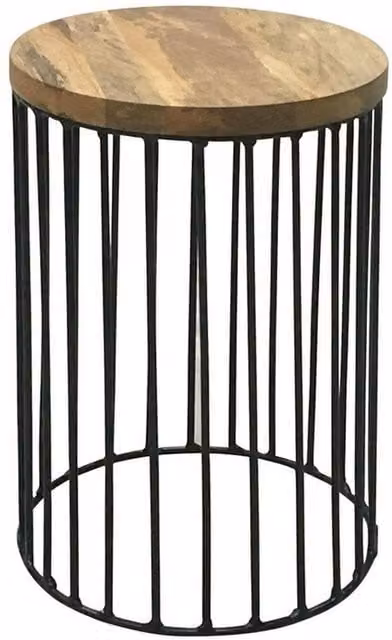 Jaipur Furniture Ltd Ravi Small Round Side Table with Mango Wood Top and Iron Base, Brown and Black, W/D/H: 30 x 30 x 45 cm