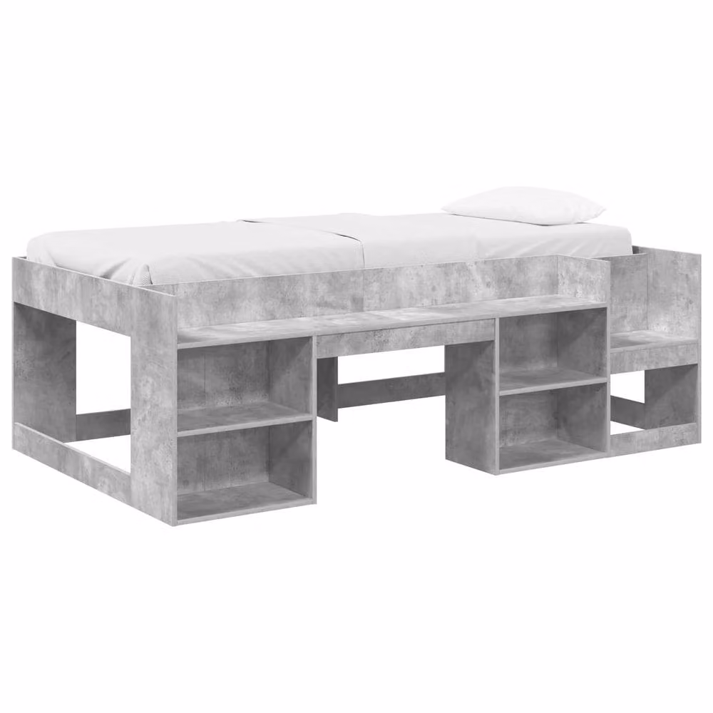 Berkfield Home Kids Bed Frame with Side Compartments and Bedside Shelf, Grey, W: 90 cm, L: 200 cm – 2
