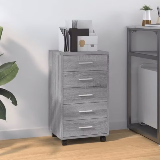 Berkfield Home Grey Sonoma Drawer Cabinet with Castors in Engineered Wood