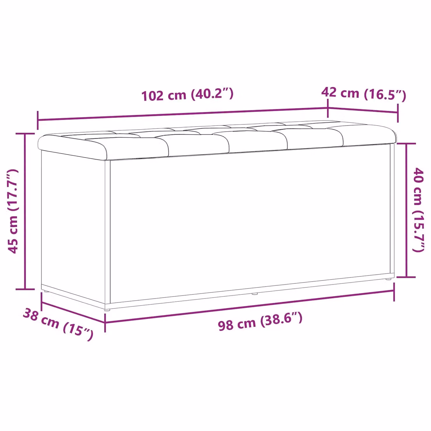 Berkfield Home Storage Bench in Black Oak with Synthetic Leather, W/D/H: 100 x 40 x 45 cm – 6