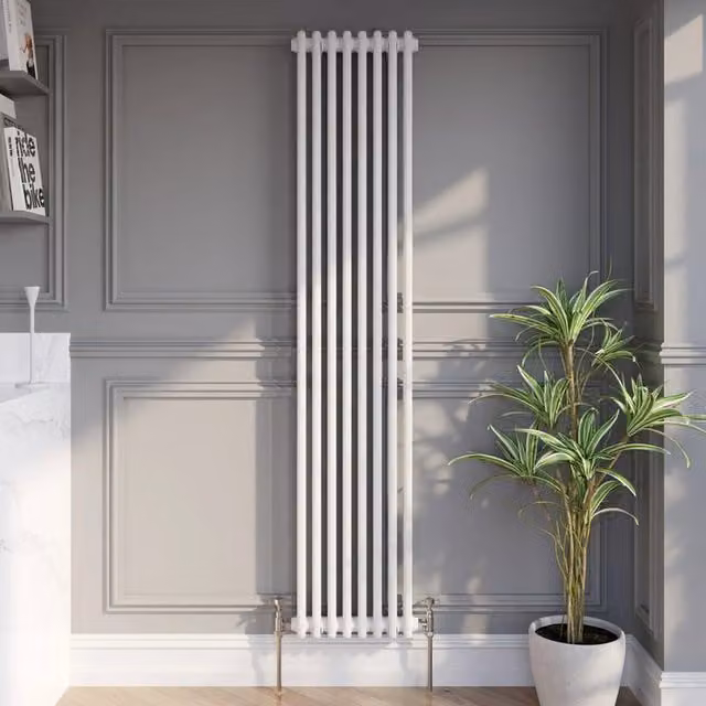 Temprazo White Steel Wall Column Radiator H: 60.5 cm, W: 30 cm, D: 7 cm