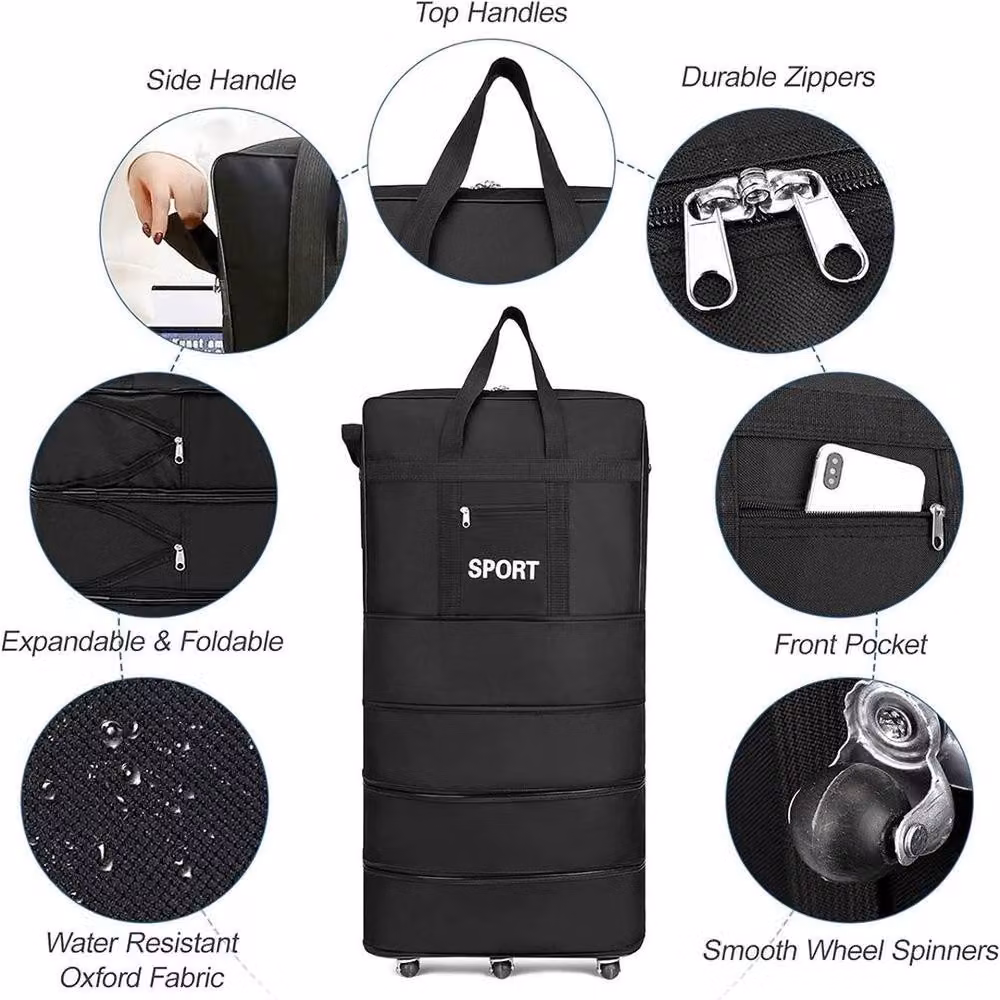 NESTLUNE Foldable and Expandable Luggage Bags in Black, W: 100 cm, D: 15 cm, H: 15 cm – 5