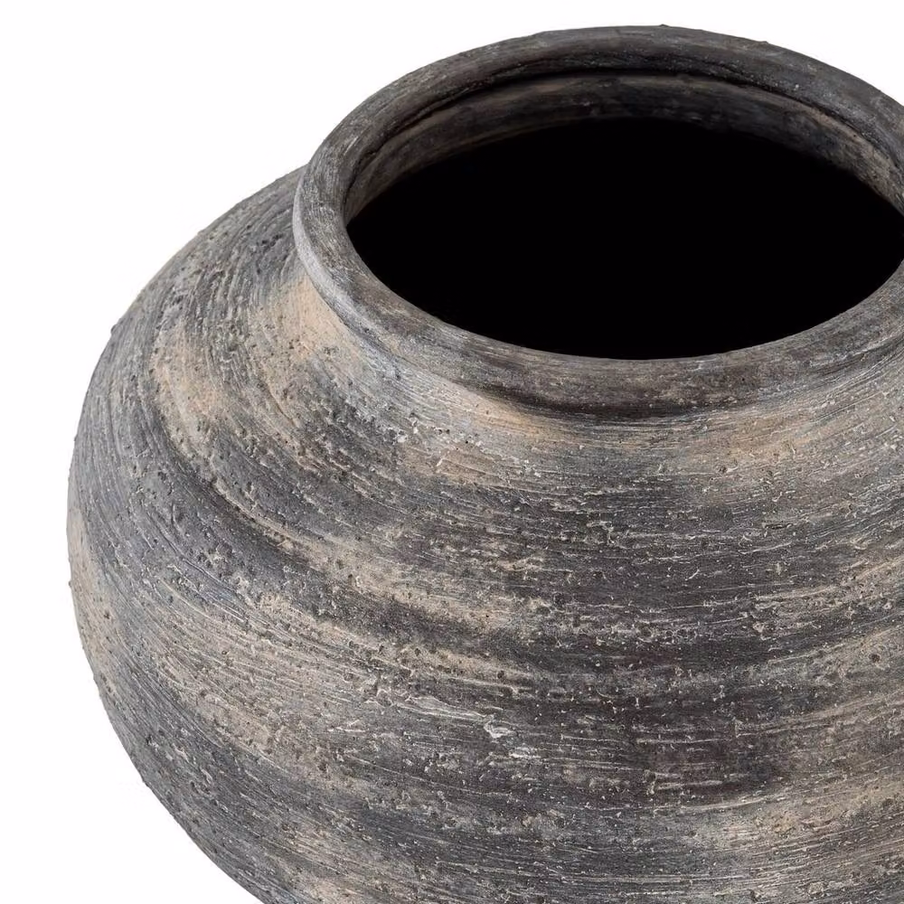 Lemon Pavilion Furniture and Decor Marra Squat Ceramic Vase, Black, W: 36 cm, D: 36 cm, H: 27 cm – 2