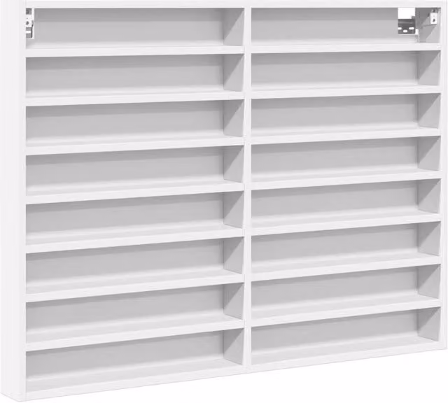 Berkfield Home White Wall Mounted Vitrine Cabinet with Glass Doors, W/D/H: 100 x 8.5 x 75 cm