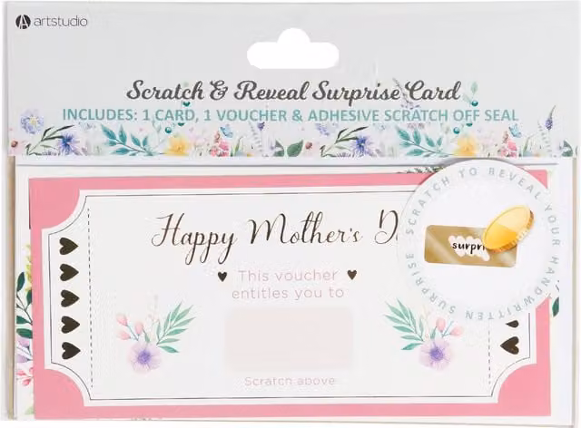 Art Studio Mothers Day Scratch Card Voucher in Multicolour