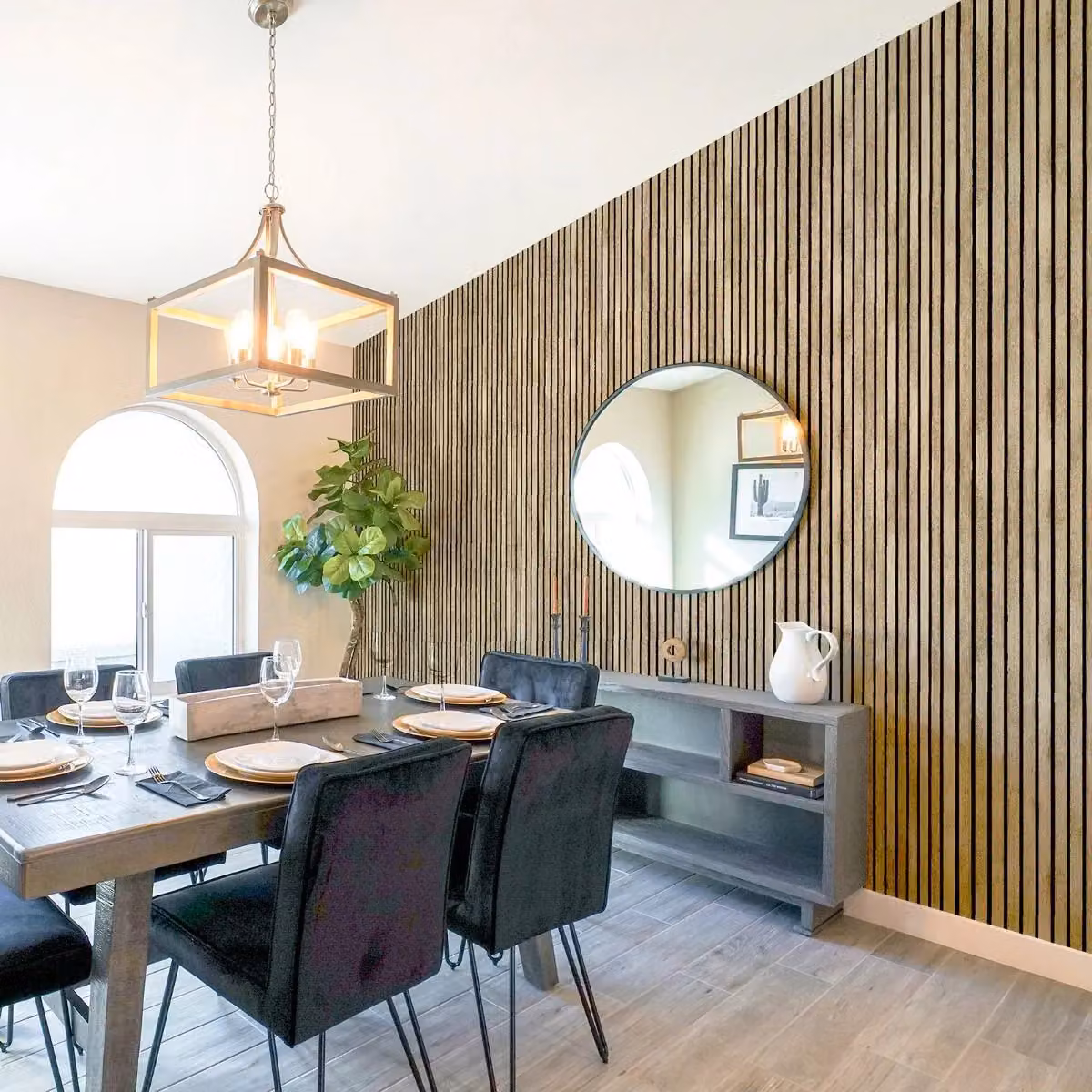 Arthouse Wood Slats Striped Wallpaper in Beige Matt Finish – 3