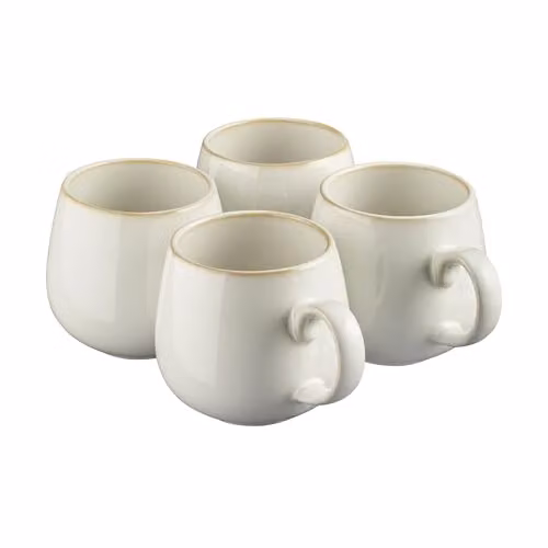 Cooks Professional Set of 4 Nordic Stoneware Mugs, White, 350ml per Mug