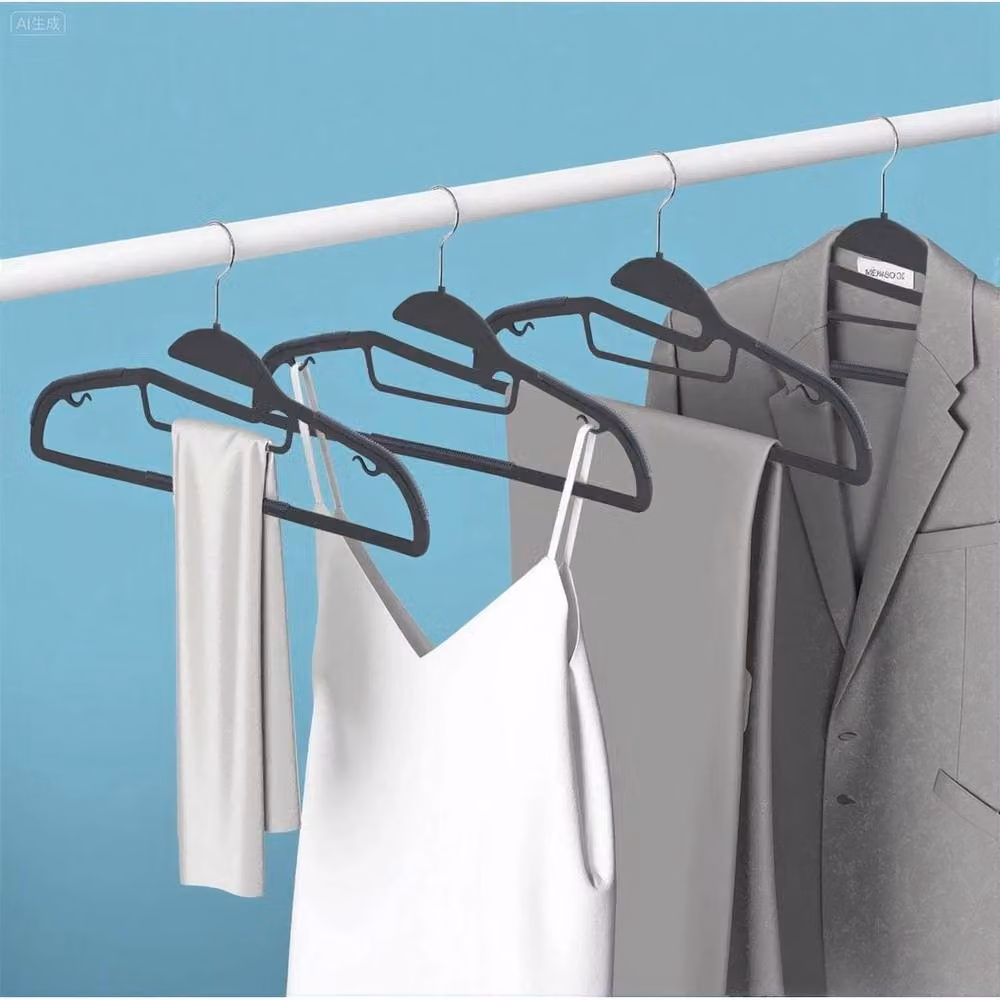 KORVIXA Non-Slip Black Plastic Adult Coat Hangers, Pack of 30, W: 15 cm, L: 100 cm – 2