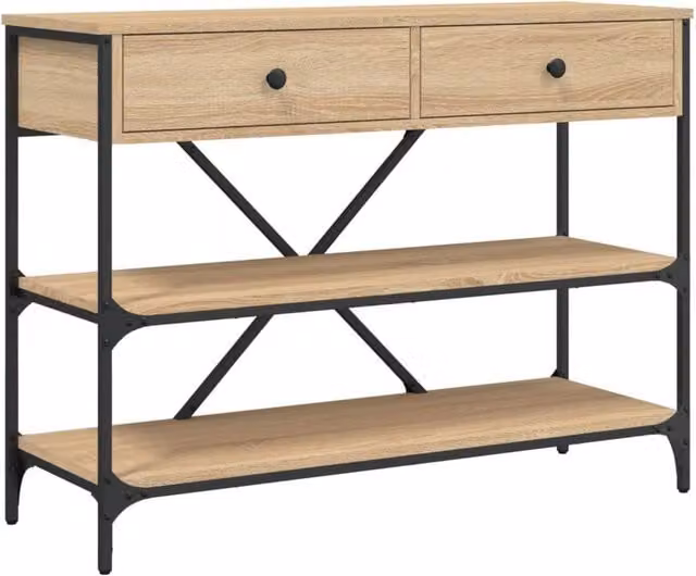 Berkfield Home Console Table with Drawers and Shelves in Sonoma Oak and Light Brown